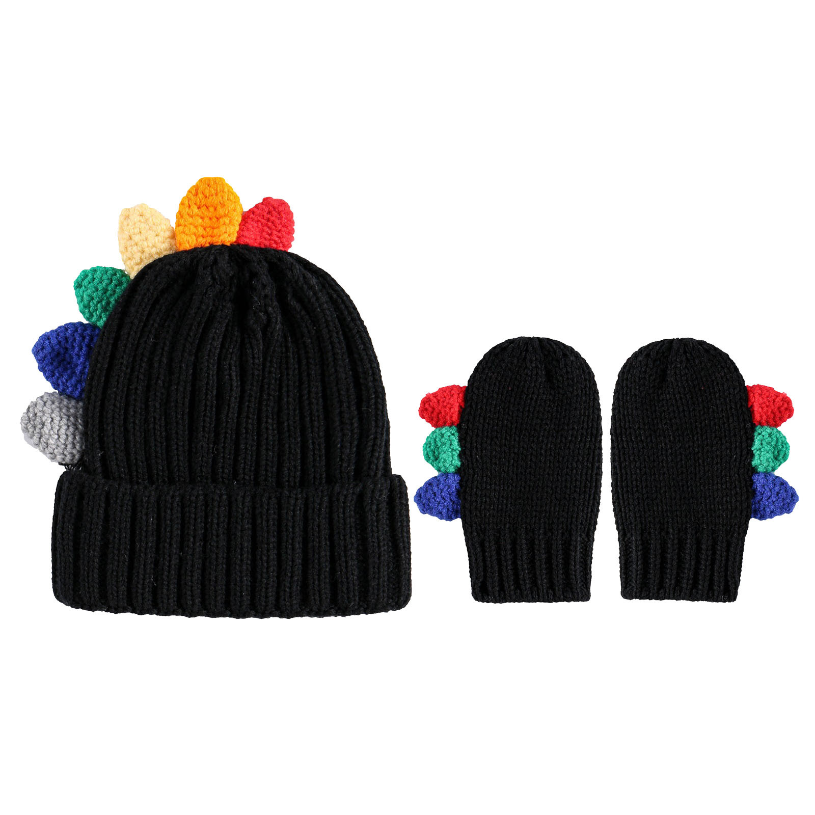 Ketyyh-chn99 Baby Knitted Hat Gloves Set Winter Warm Boys Girls Toddler Kids Hat Black